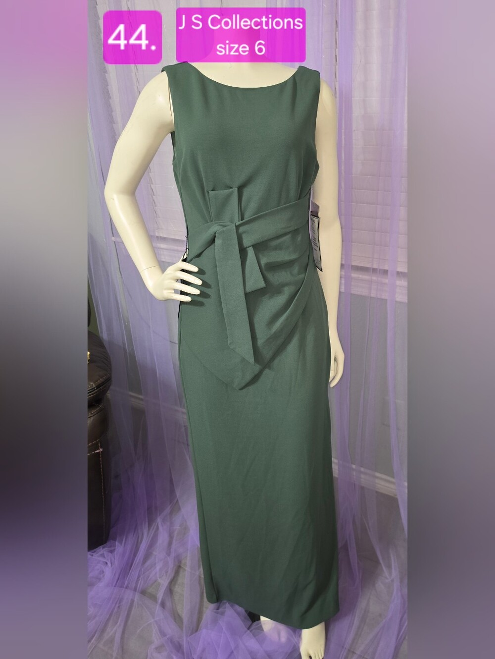JS Collections Dark Emerald Green Sleeveless Tie-Waist Maxi Dress